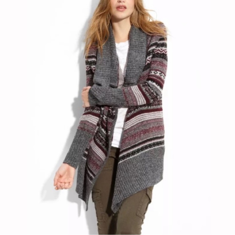 Kenzie Fair Isle Sweater Purple Gray Size Large
